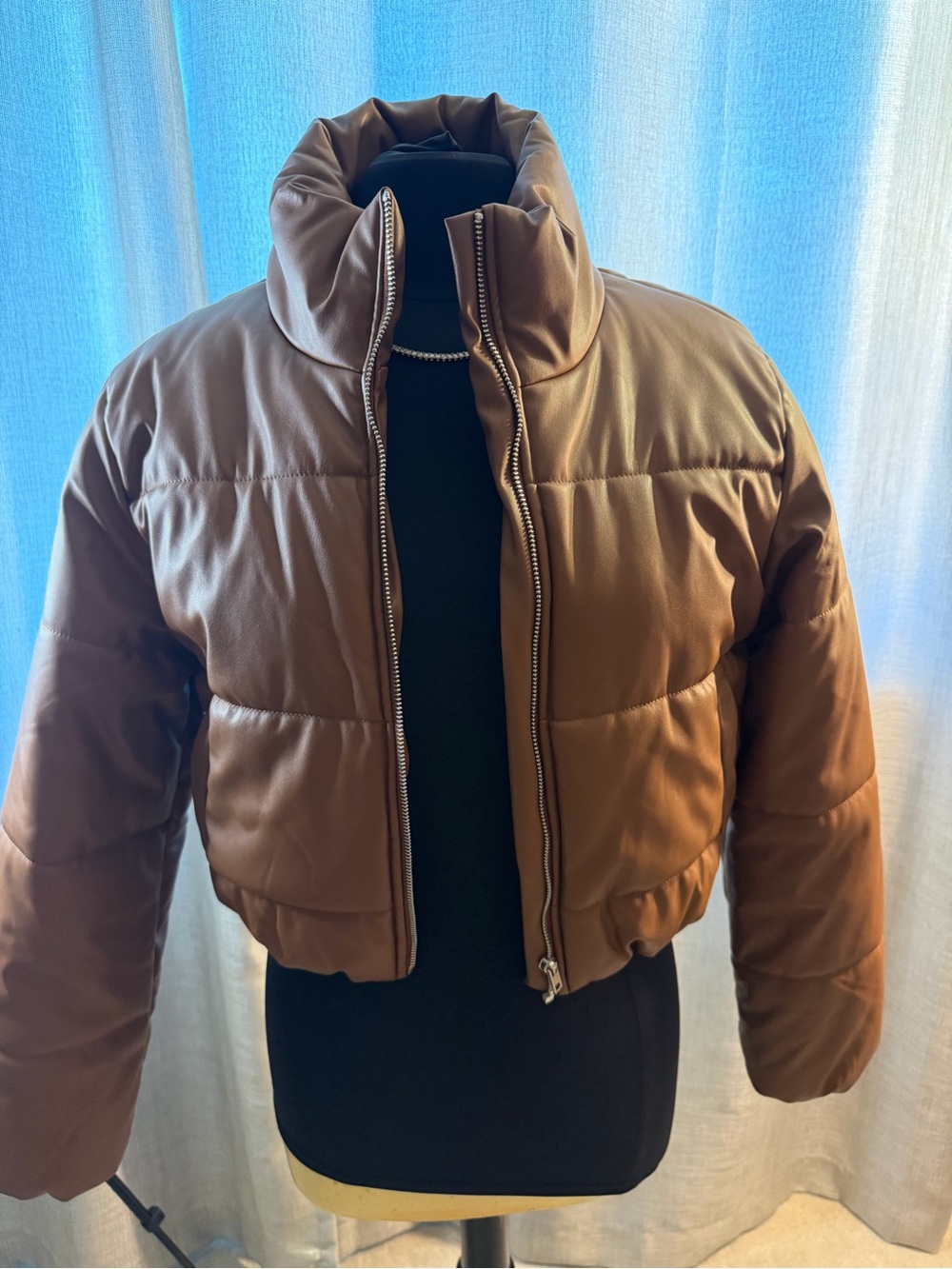 Brown Camel color Cropped Puffer Jacket - Women